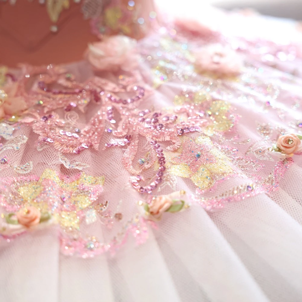 Rosa Blumen handgemachte Ballett Platte Tutu