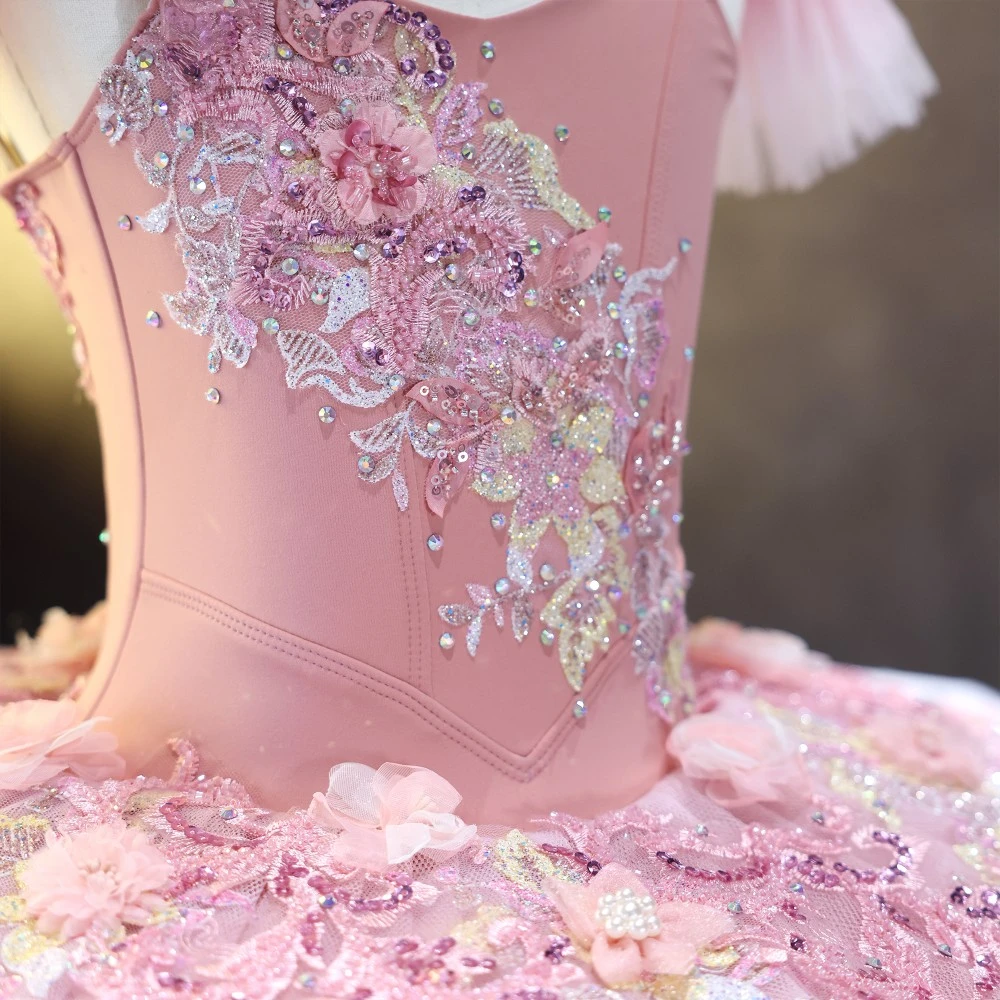 Rosa Blumen handgemachte Ballett Platte Tutu