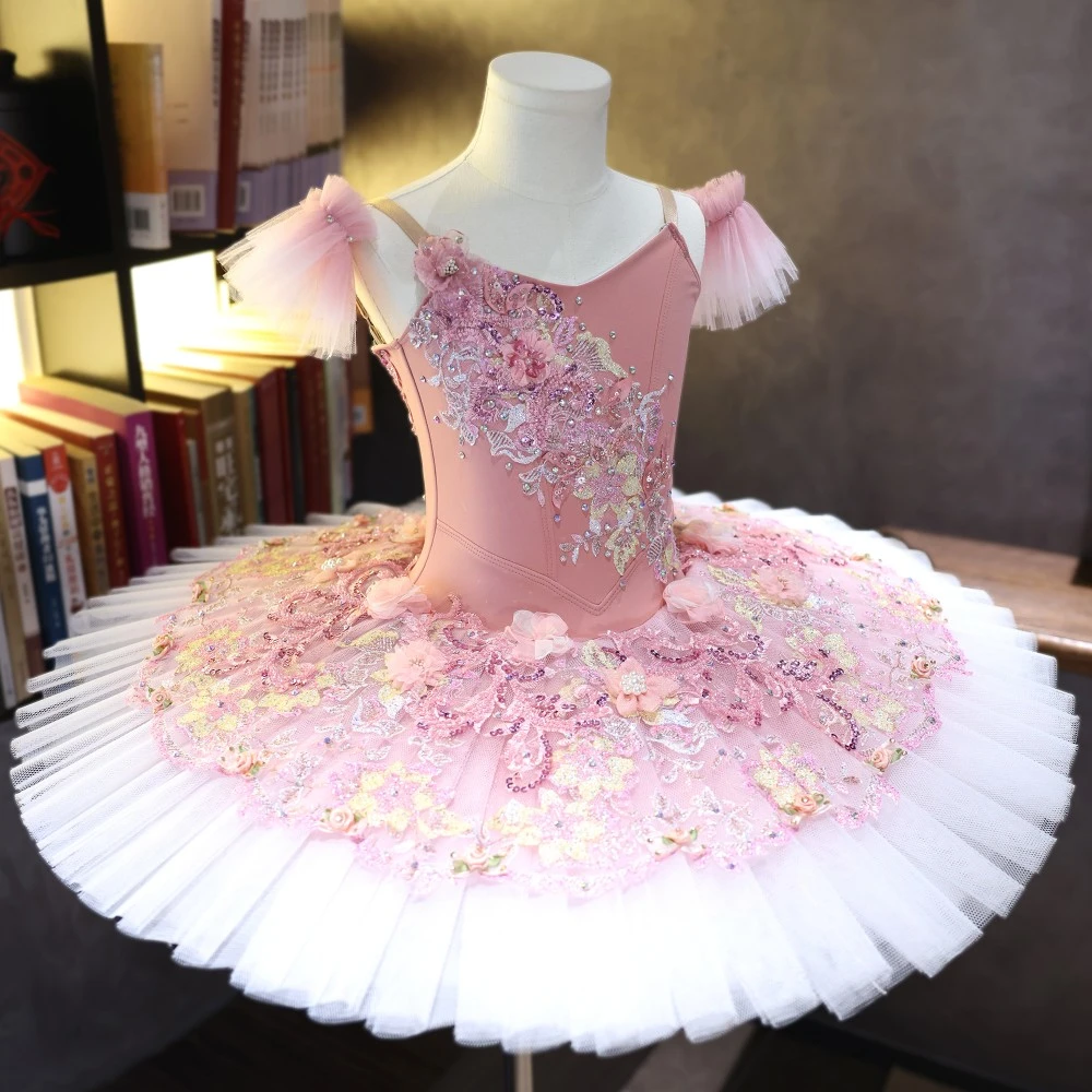 Rosa Blumen handgemachte Ballett Platte Tutu
