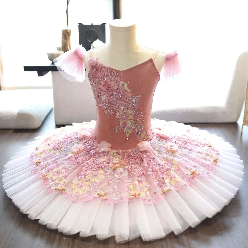 Rosa Blumen handgemachte Ballett Platte Tutu