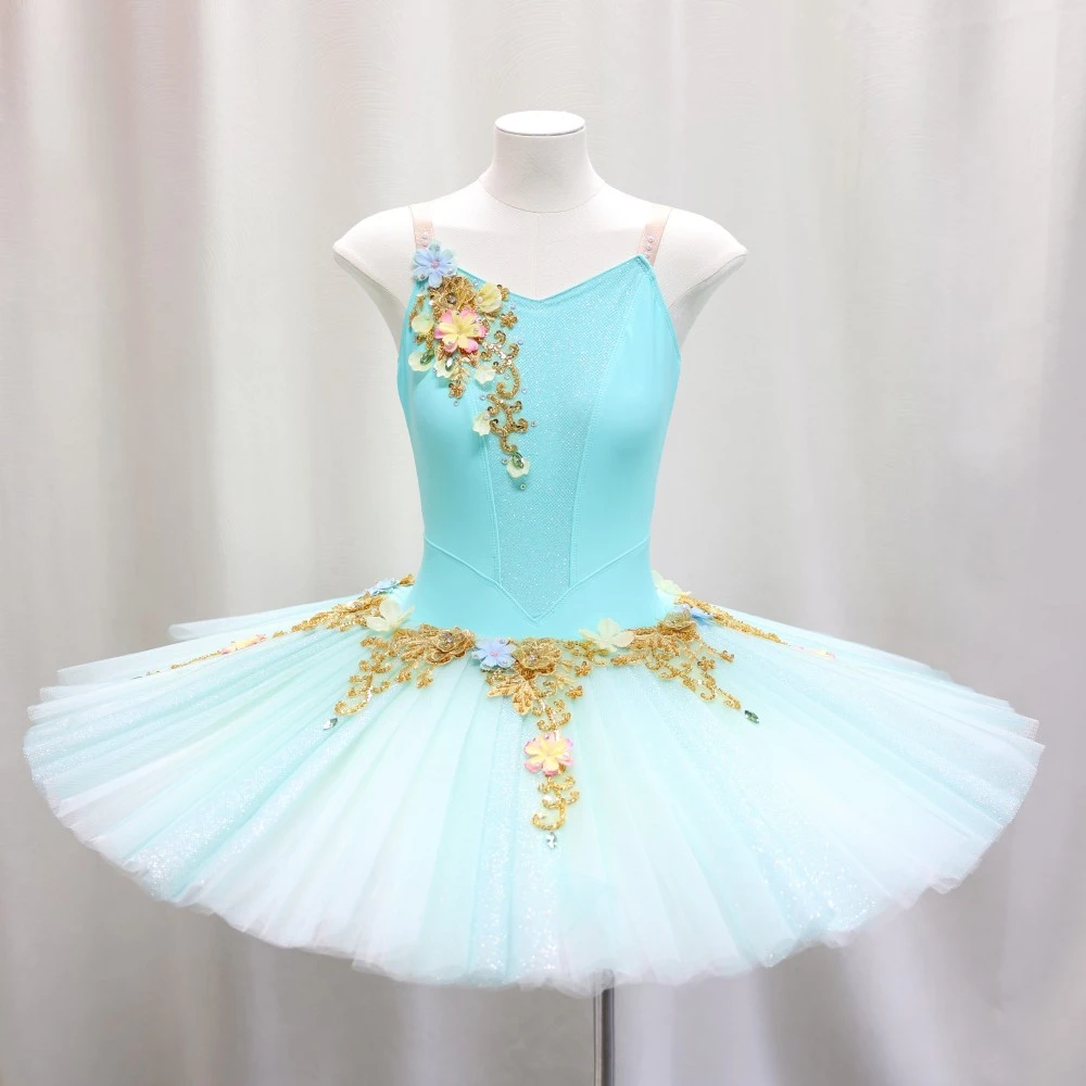 Ballett-Tutu-Kleid mit 3D-Blumenverzierung | Gelb/Rosa/T&uuml;rkis-Optionen &ndash; BLT1723