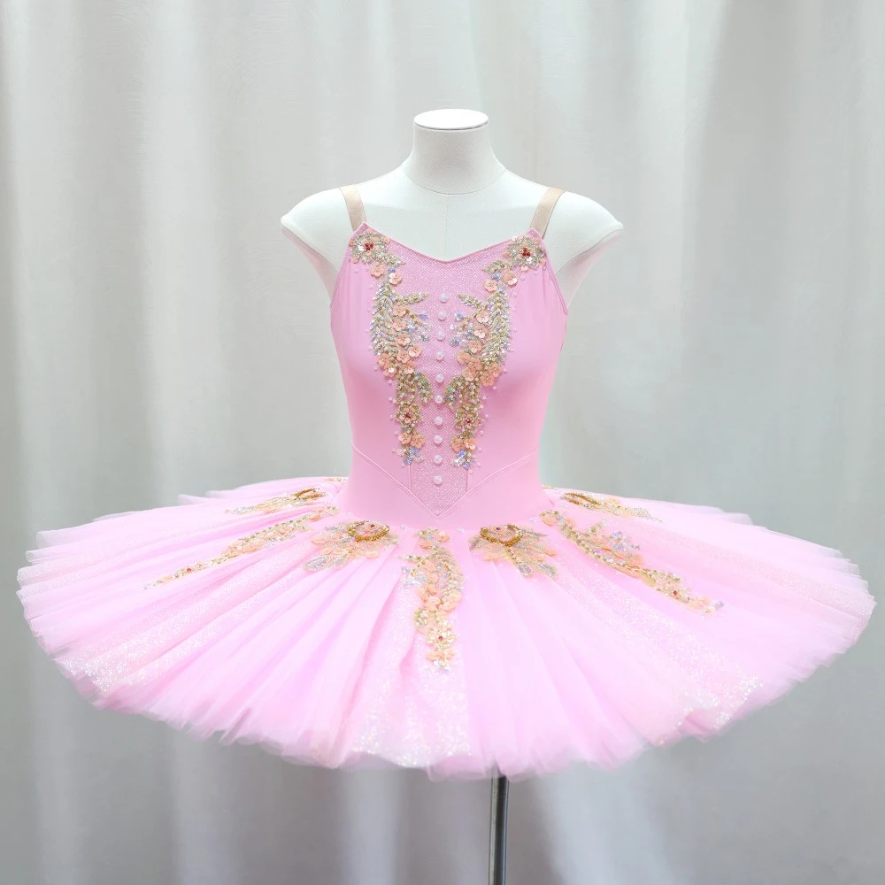 Ballett-Tutu-Kleid mit Blumenverzierung | Rot/Rosa/Gelb-Optionen | Kinder- und Erwachsenengr&ouml;&szlig;en &ndash; B
