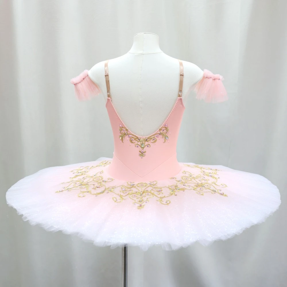 Rosa Ballett-Tutu mit Goldstickerei | Professionelles B&uuml;hnenkost&uuml;m