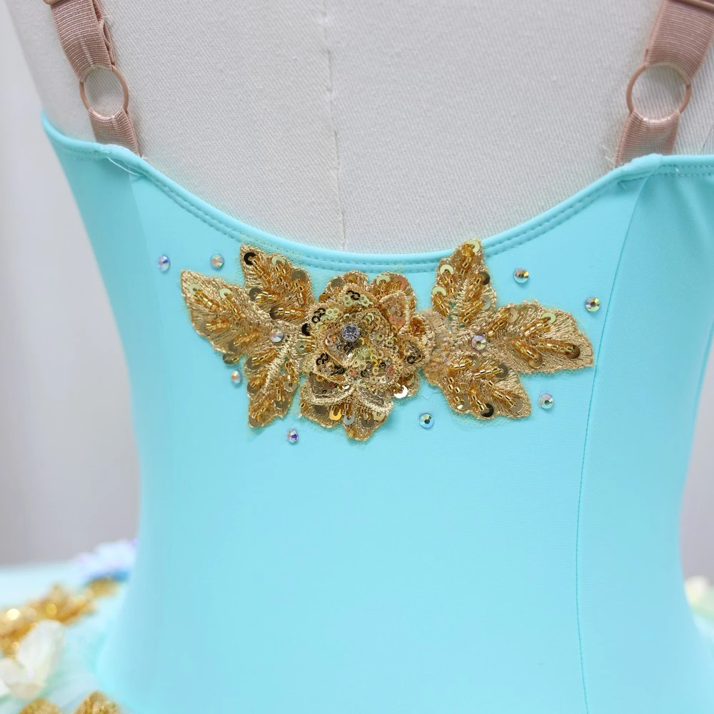 Ballett-Tutu-Kleid mit 3D-Blumenverzierung | Gelb/Rosa/T&uuml;rkis-Optionen &ndash; BLT1723