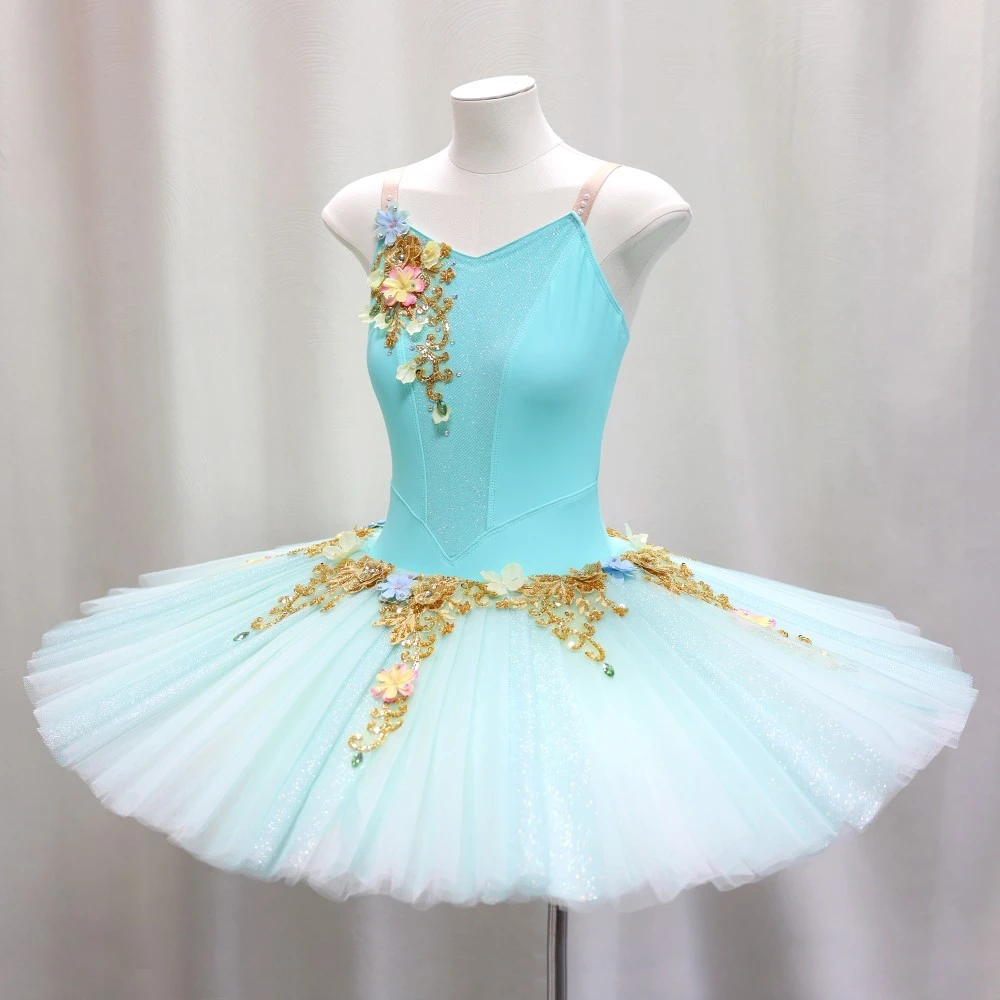 Ballett-Tutu-Kleid mit 3D-Blumenverzierung | Gelb/Rosa/T&uuml;rkis-Optionen &ndash; BLT1723