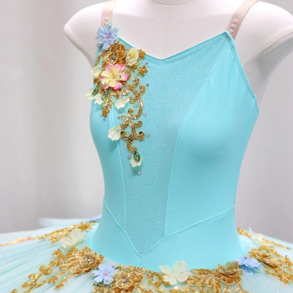 Ballett-Tutu-Kleid mit 3D-Blumenverzierung | Gelb/Rosa/T&uuml;rkis-Optionen &ndash; BLT1723