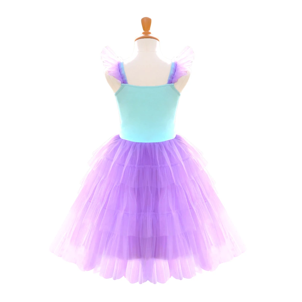 Blau-lila Meerjungfrau-Tutu-Kleid f&uuml;r M&auml;dchen, mehrlagiges T&uuml;ll-Prinzessin-Kost&uuml;m-ALP0103