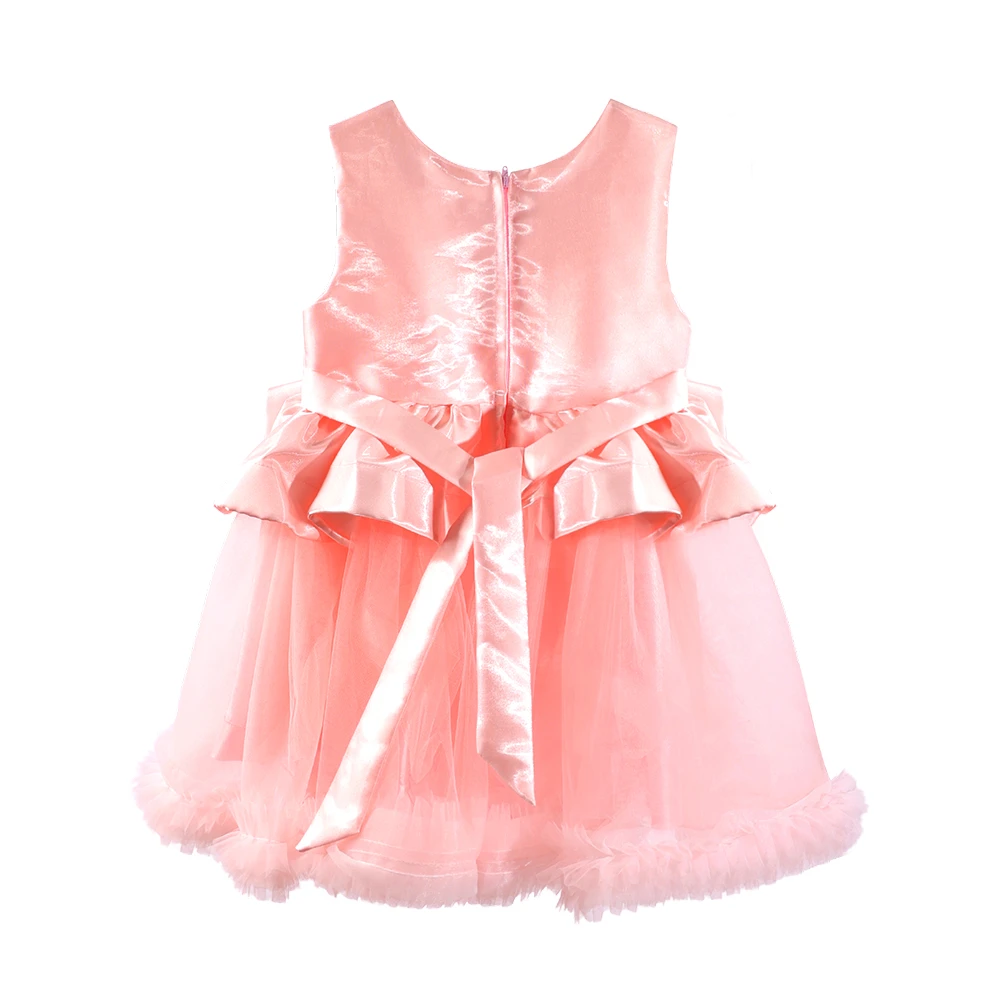 M&auml;dchen-Kleid im Prinzessinnen-Stil mit Satinschleife in Blush Pink-XGZ8014