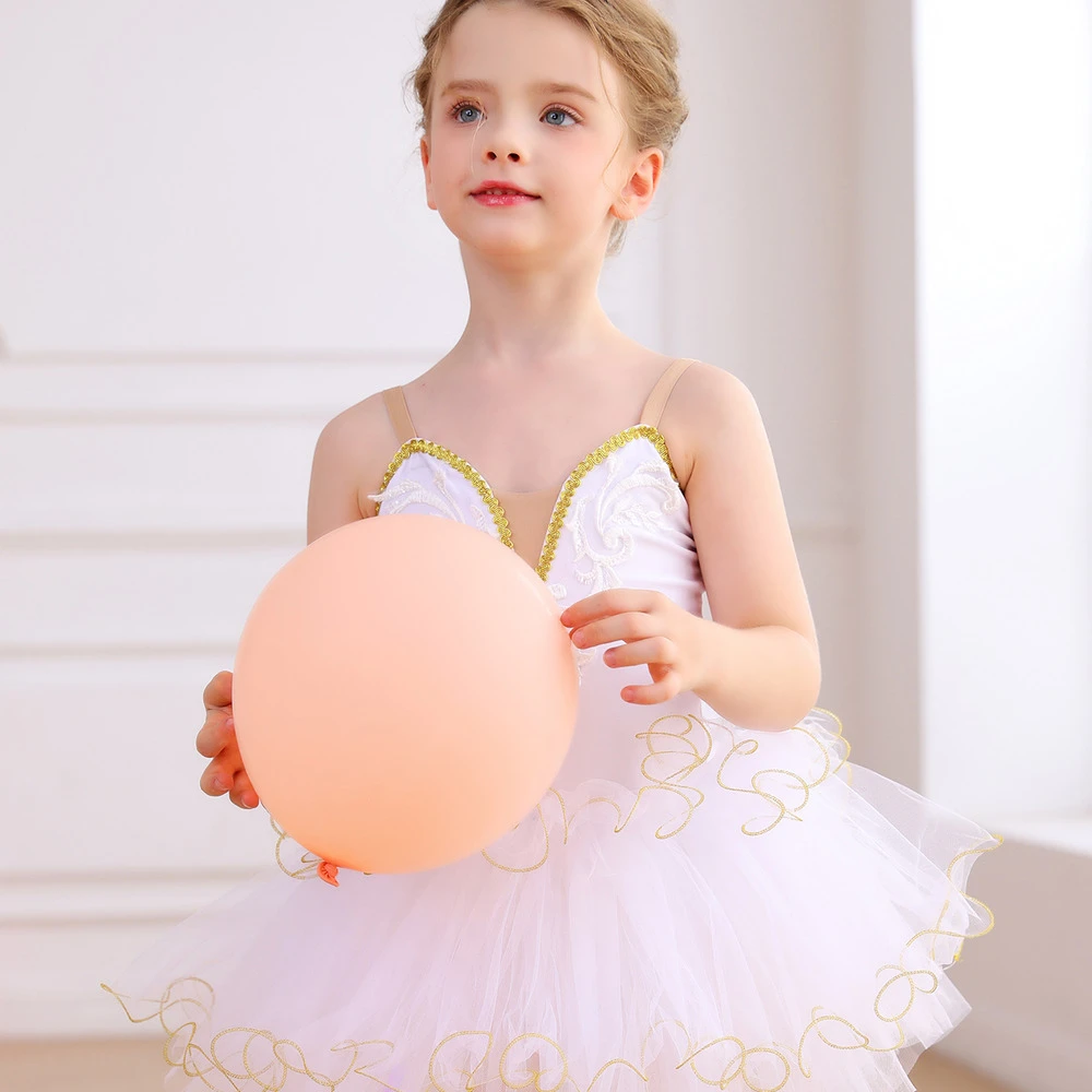 Gold Spitze M&auml;dchen Ballett Tutu Kleid Kinder B&uuml;hnenkost&uuml;m-ALP032