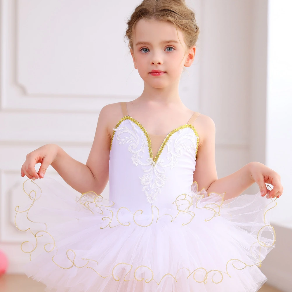 Gold Spitze M&auml;dchen Ballett Tutu Kleid Kinder B&uuml;hnenkost&uuml;m-ALP032