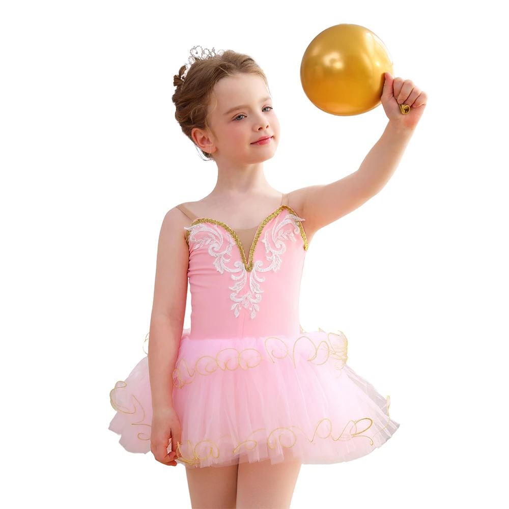 Gold Spitze M&auml;dchen Ballett Tutu Kleid Kinder B&uuml;hnenkost&uuml;m-ALP032