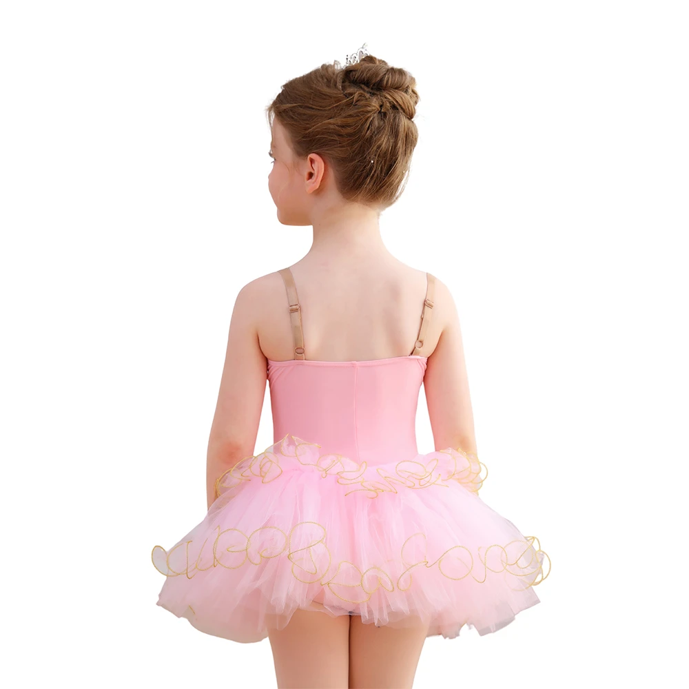 Gold Spitze M&auml;dchen Ballett Tutu Kleid Kinder B&uuml;hnenkost&uuml;m-ALP032