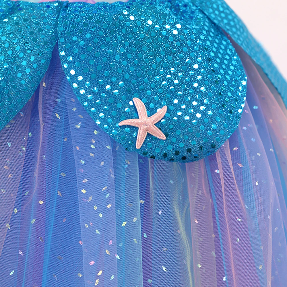M&auml;dchen-Tutu-Kleid im Meerjungfrauen-Stil, Glitzer-Ozean-Thema Dress-ALP0114