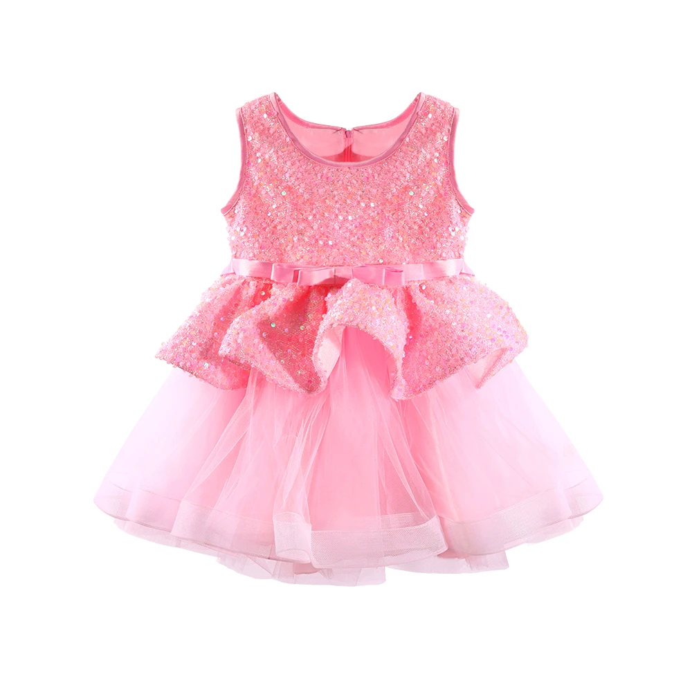 Rosa Pailletten-Prinzessin-Kleid f&uuml;r M&auml;dchen Kleid-XGZ8002