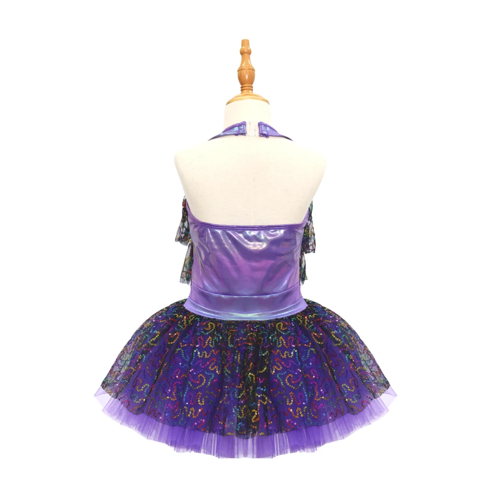 Lila Pailletten Kinder Jazz Dance Kost&uuml;m-JSP020