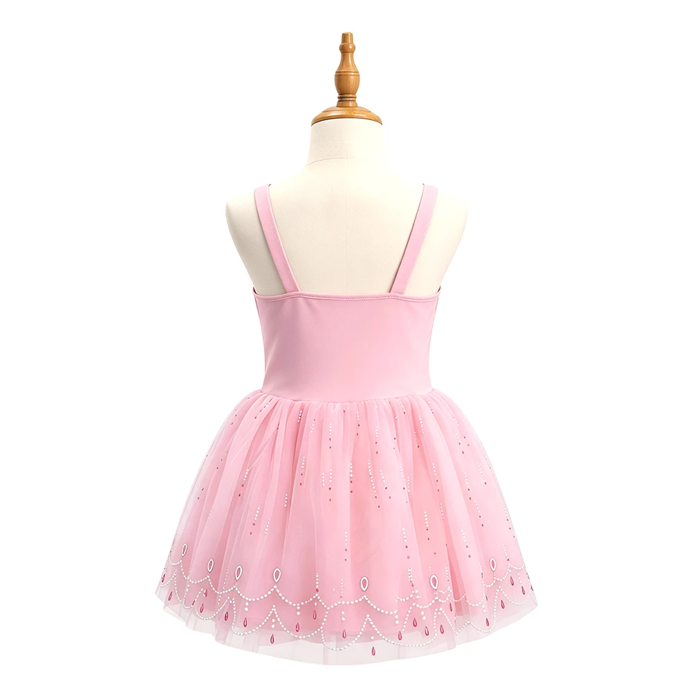 Prinzessinenkleid f&uuml;r M&auml;dchen, rosa und blau, Tutu mit glitzerndem Spitzenbesatz, &auml;rmellos Kost&uuml;m-AL