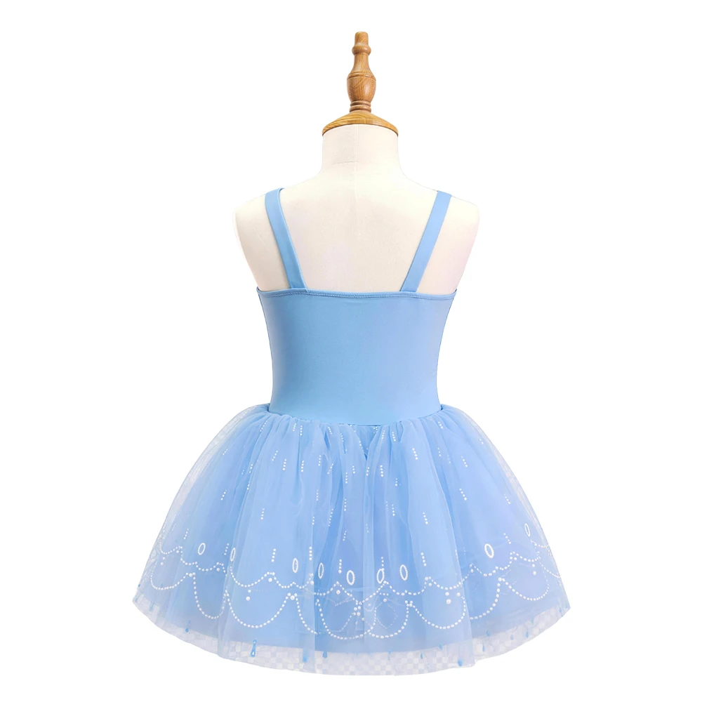 Prinzessinenkleid f&uuml;r M&auml;dchen, rosa und blau, Tutu mit glitzerndem Spitzenbesatz, &auml;rmellos Kost&uuml;m-AL