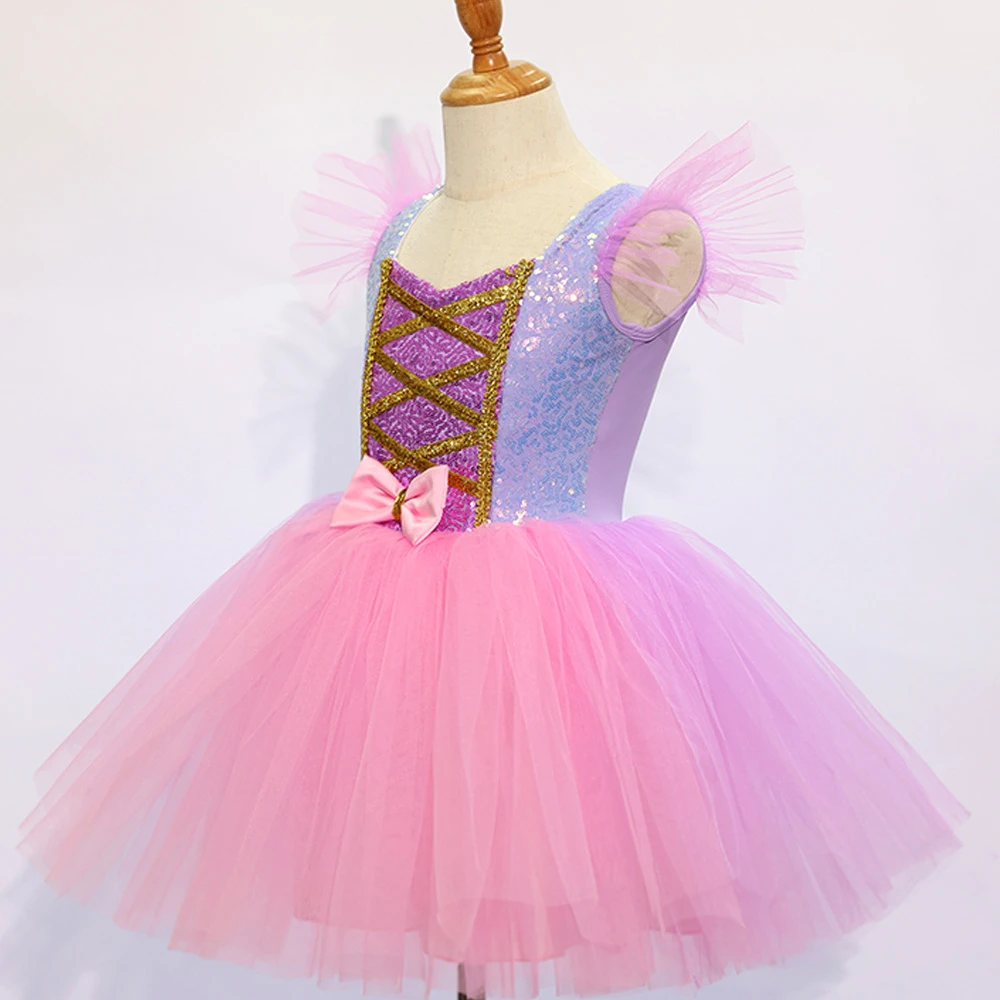 Rosa-lila Tutu-Kleid f&uuml;r M&auml;dchen, l&auml;ssiges Prinzessinnen-Kleid f&uuml;r Kinder Dress-ALP0107