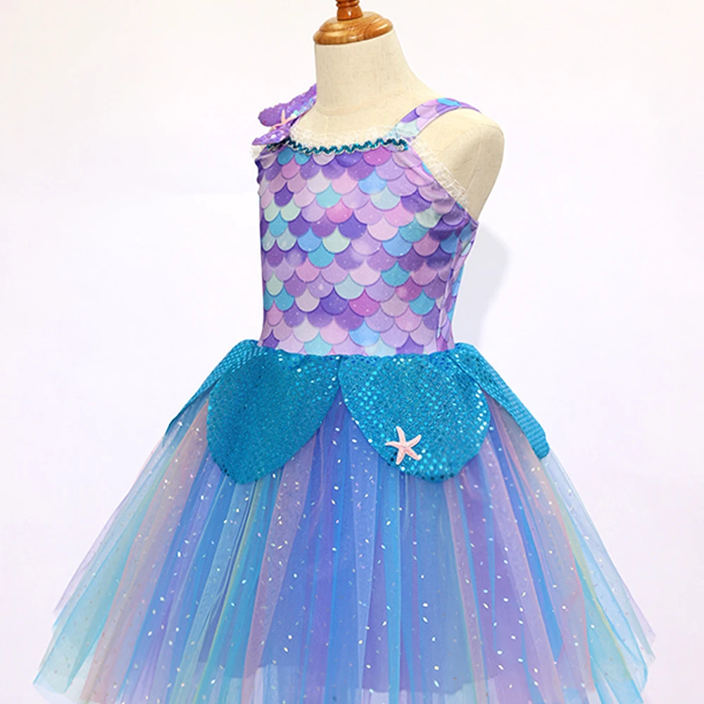 M&auml;dchen-Tutu-Kleid im Meerjungfrauen-Stil, Glitzer-Ozean-Thema Dress-ALP0114