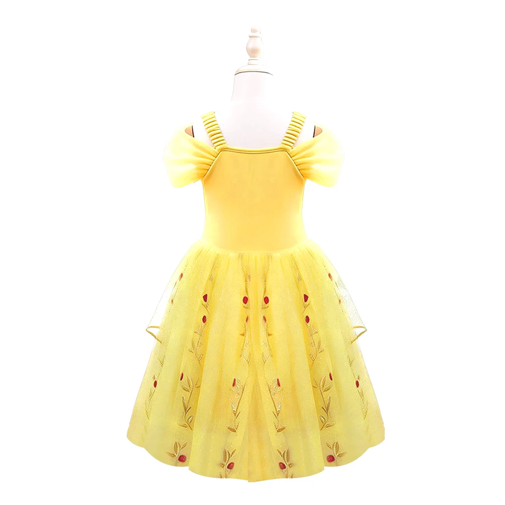 Gelbe Rosen-Prinzessin-Kleid f&uuml;r M&auml;dchen, M&auml;rchen-Ballkleid f&uuml;r Kinder Kost&uuml;m-ALP0110