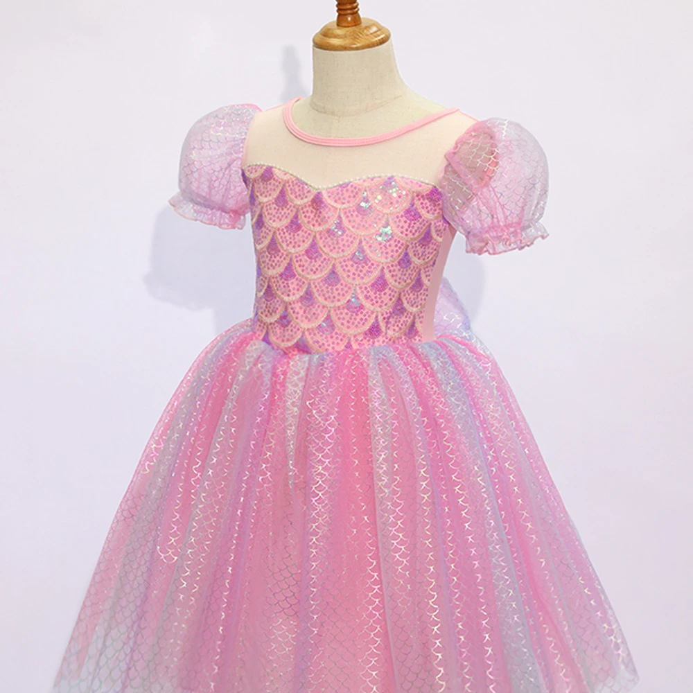 Rosa Meerjungfrau-Prinzessin f&uuml;r M&auml;dchen Dress-ALP0113