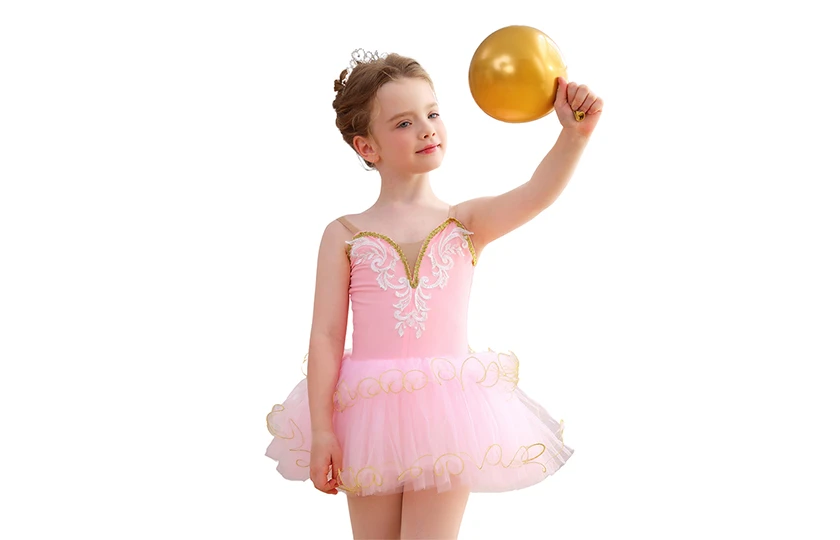Gold Spitze M&auml;dchen Ballett Tutu Kleid Kinder B&uuml;hnenkost&uuml;m-ALP032