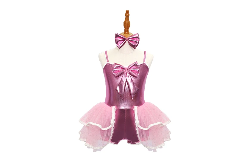 Rosa Jazz-Tanz-Tutu-Trikot mit Schleife-JSP009