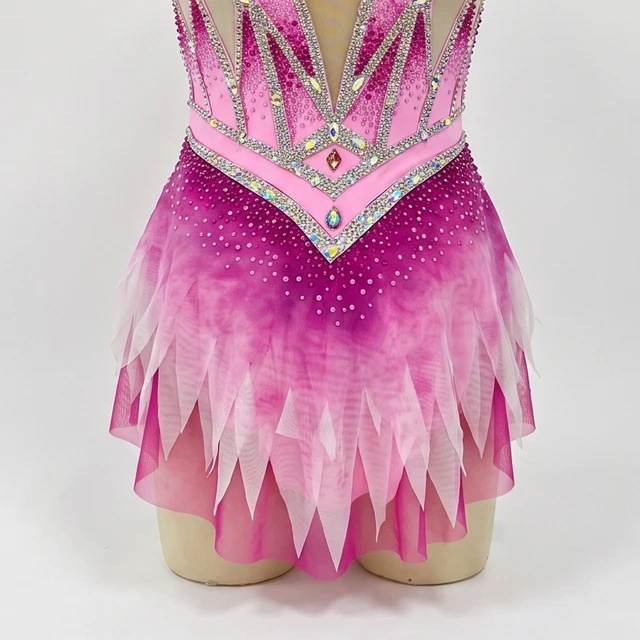 Rosa Ombre-Strass-Trikot f&uuml;r rhythmische Gymnastik | G0116