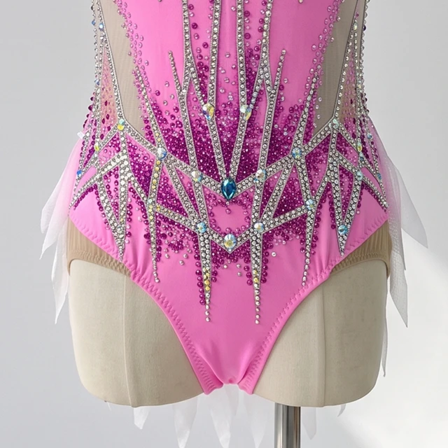Rosa Ombre-Strass-Trikot f&uuml;r rhythmische Gymnastik | G0116