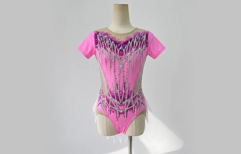 Rosa Ombre-Strass-Trikot f&uuml;r rhythmische Gymnastik | G0116
