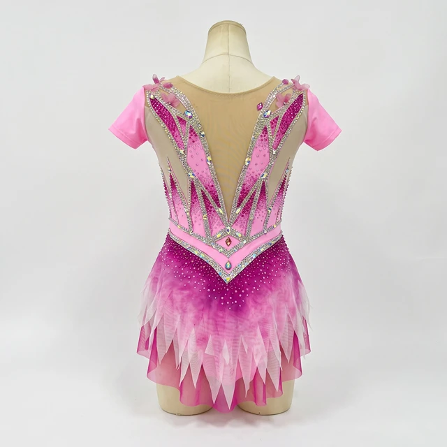 Rosa Ombre-Strass-Trikot f&uuml;r rhythmische Gymnastik | G0116