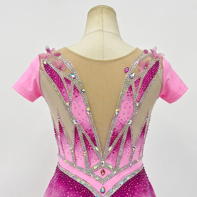 Rosa Ombre-Strass-Trikot f&uuml;r rhythmische Gymnastik | G0116