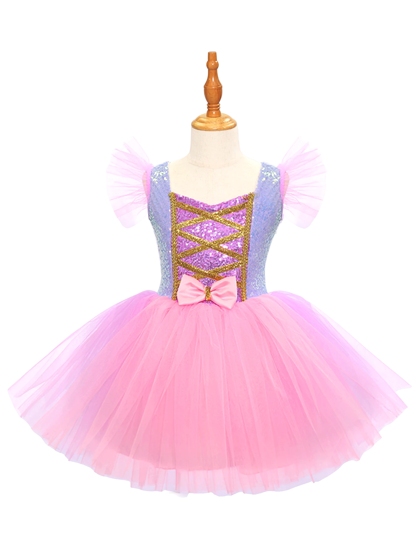 Rosa-lila Tutu-Kleid f&uuml;r M&auml;dchen, l&auml;ssiges Prinzessinnen-Kleid f&uuml;r Kinder Dress-ALP0107
