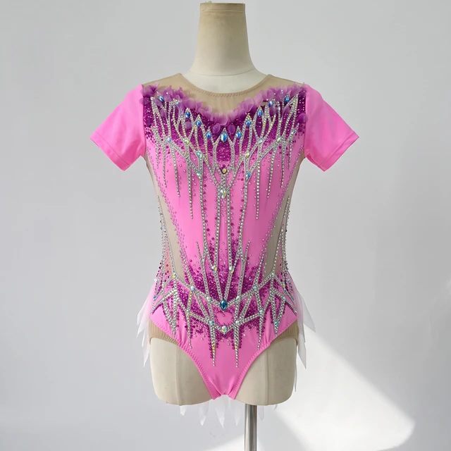 Rosa Ombre-Strass-Trikot f&uuml;r rhythmische Gymnastik | G0116
