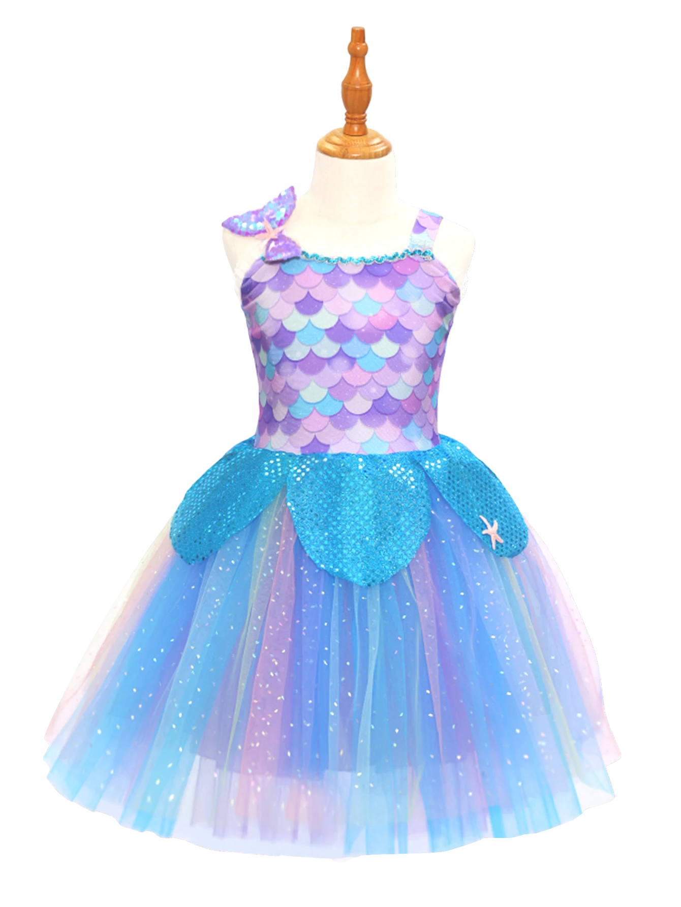 M&auml;dchen-Tutu-Kleid im Meerjungfrauen-Stil, Glitzer-Ozean-Thema Dress-ALP0114