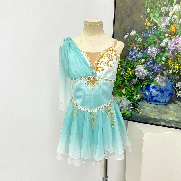 Mintgr&uuml;nes Ombre-Ballett-Kurzkleid | R1551