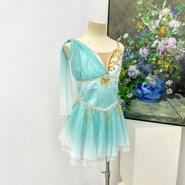 Mintgr&uuml;nes Ombre-Ballett-Kurzkleid | R1551