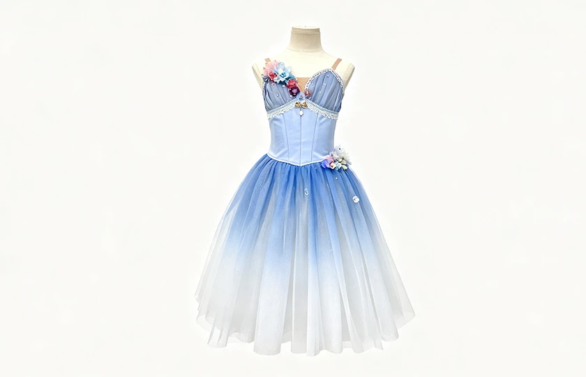 Blaues Ombre-Blumen-Ballett-Tutu-Kleid | R1328