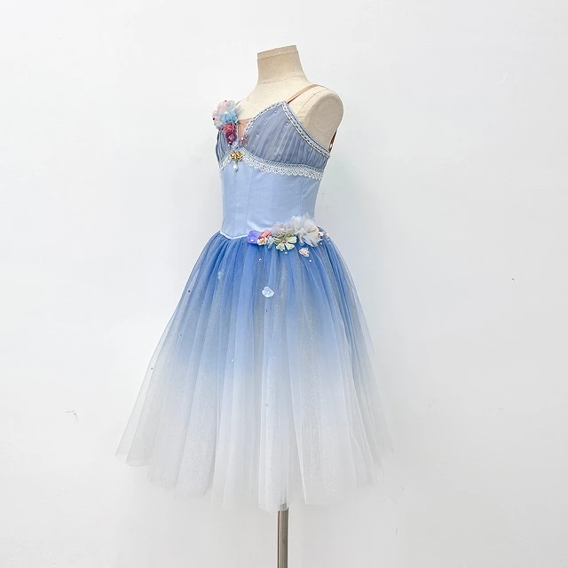 Blaues Ombre-Blumen-Ballett-Tutu-Kleid | R1328