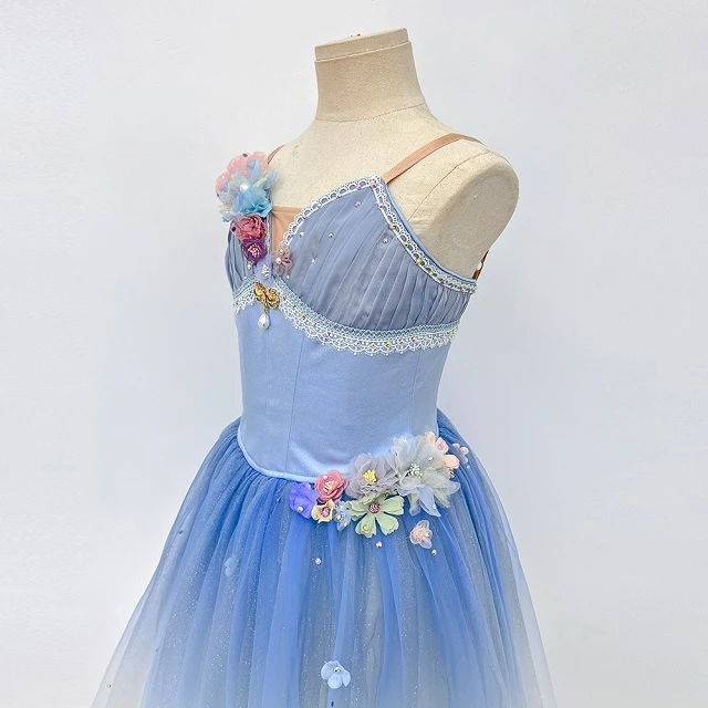 Blaues Ombre-Blumen-Ballett-Tutu-Kleid | R1328