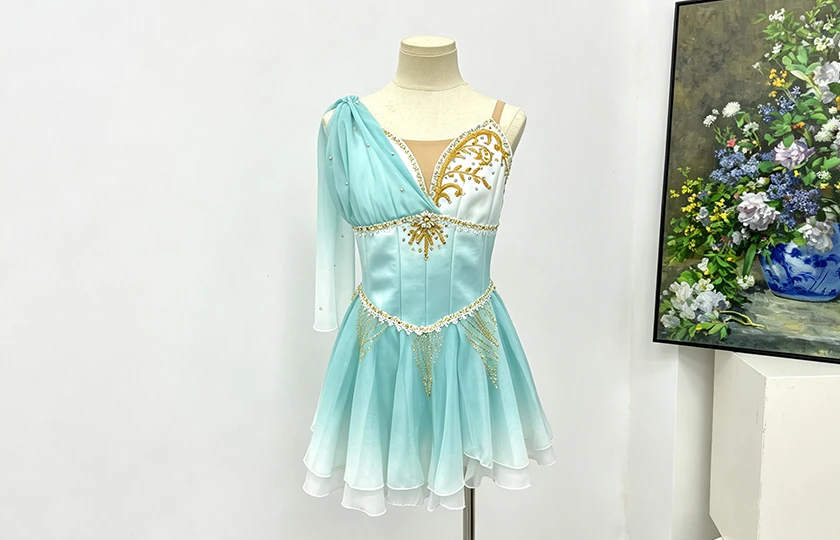 Mintgr&uuml;nes Ombre-Ballett-Kurzkleid | R1551