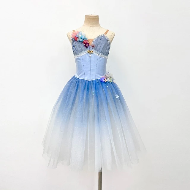Blaues Ombre-Blumen-Ballett-Tutu-Kleid | R1328
