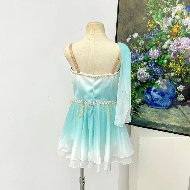 Mintgr&uuml;nes Ombre-Ballett-Kurzkleid | R1551