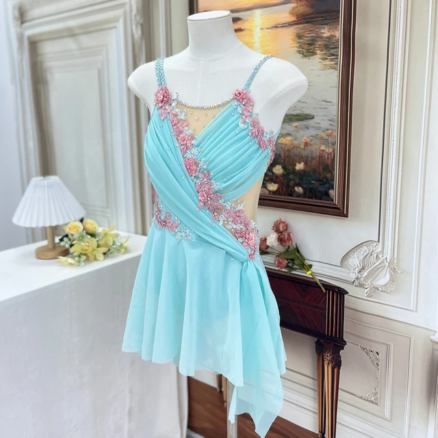 Himmelblaues florales Lyrical-Tanzkleid | R0978