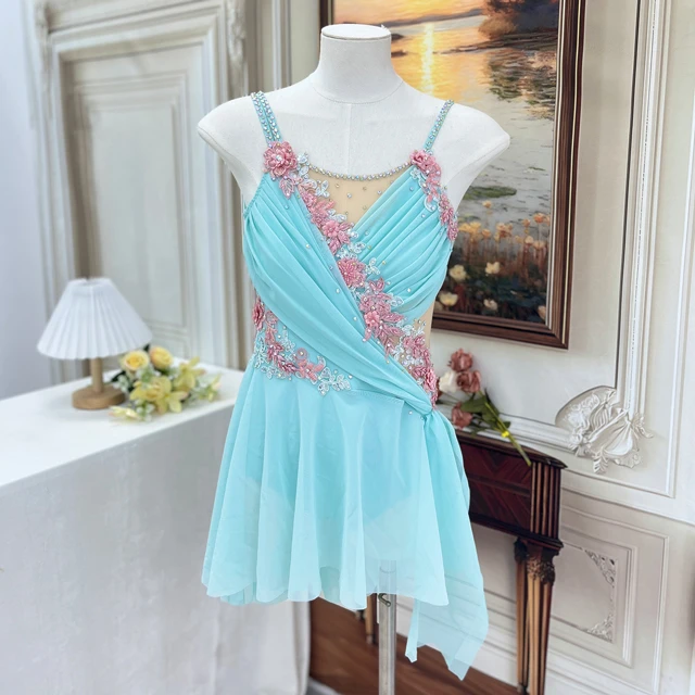 Himmelblaues florales Lyrical-Tanzkleid | R0978