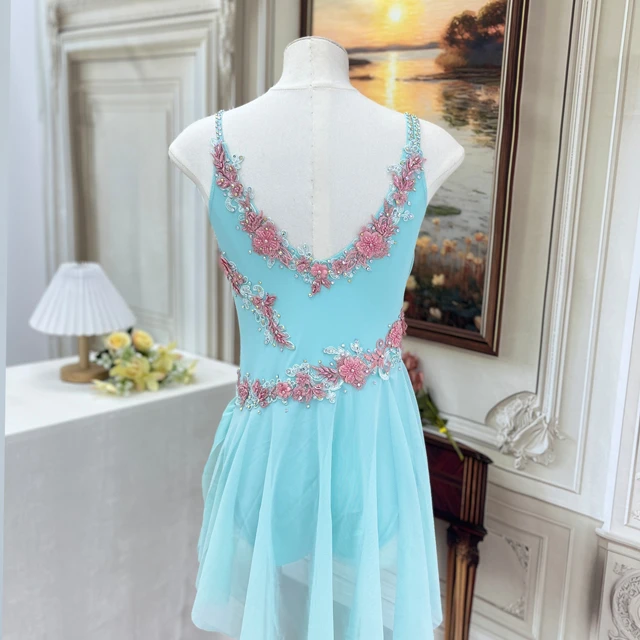 Himmelblaues florales Lyrical-Tanzkleid | R0978