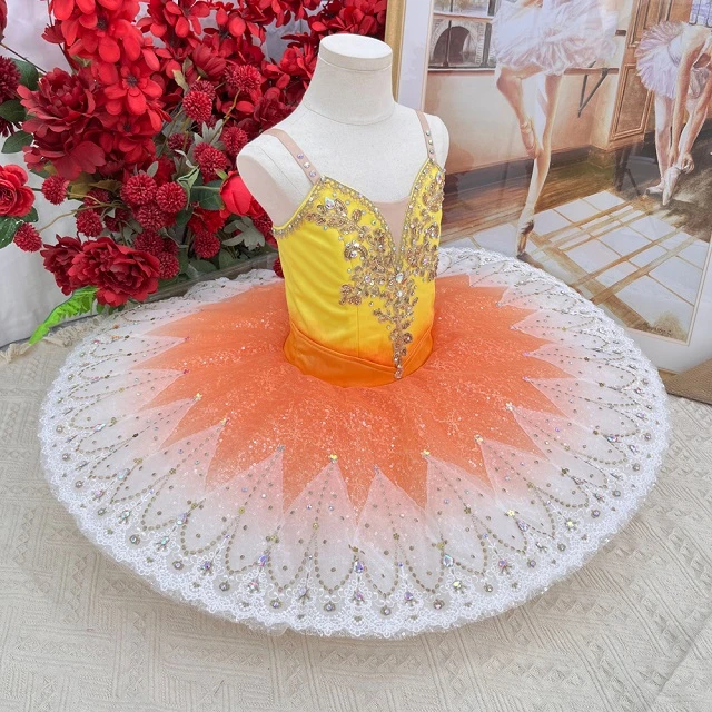 Yellow Orange Ombre Ballet Competition Pancake Tutu | T1504