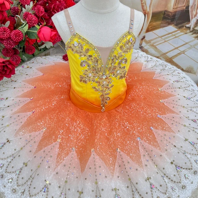Yellow Orange Ombre Ballet Competition Pancake Tutu | T1504