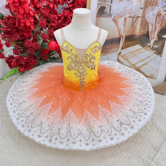 Yellow Orange Ombre Ballet Competition Pancake Tutu | T1504