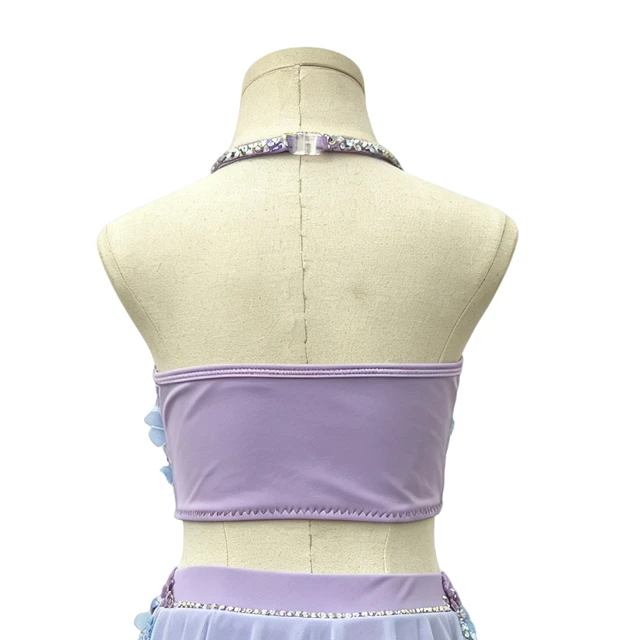Purple Blue Ombre 2-Piece Floral Lyrical Dance Outfit | G026